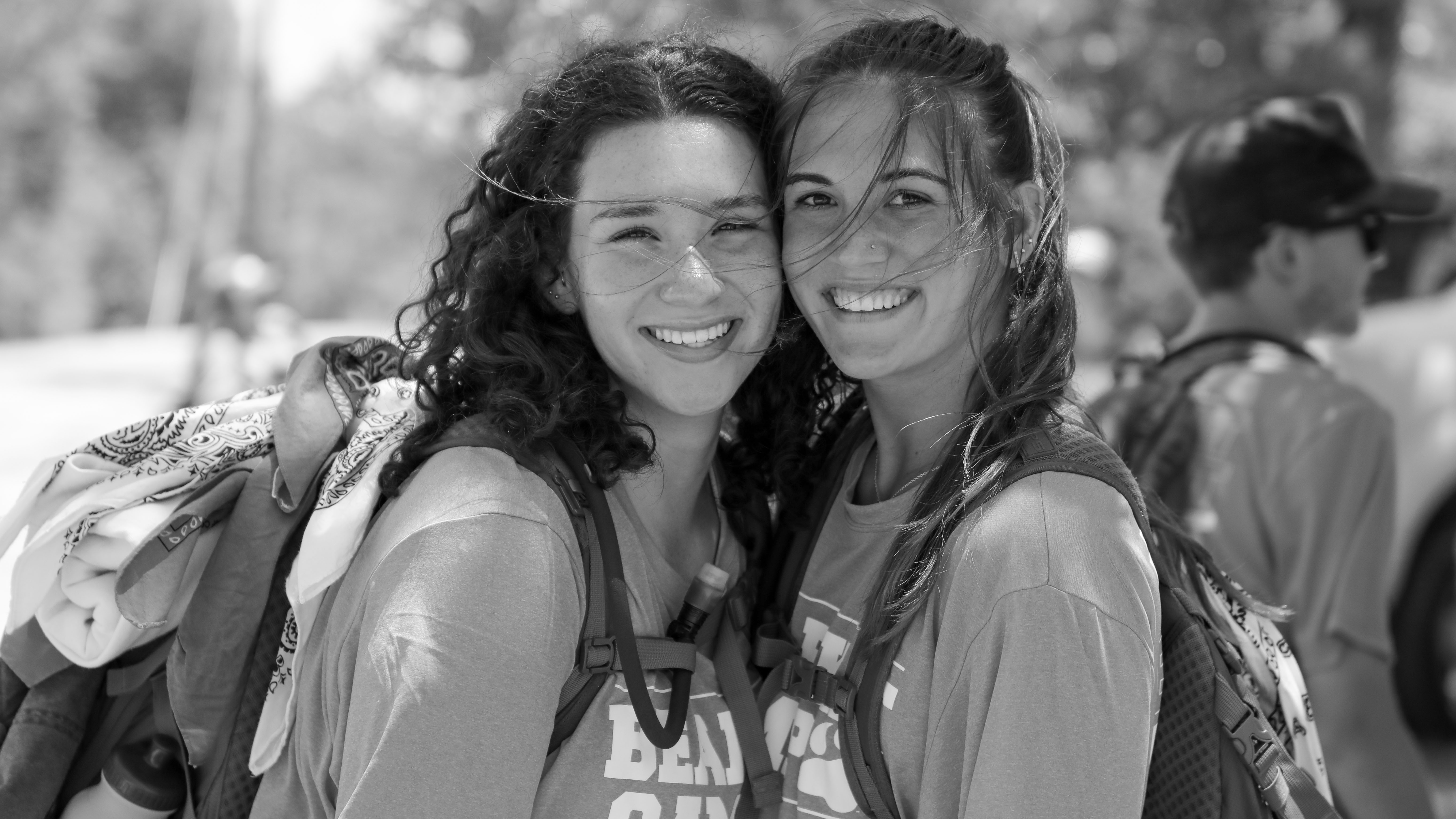 Two girls celebrating at Bearkat Camp